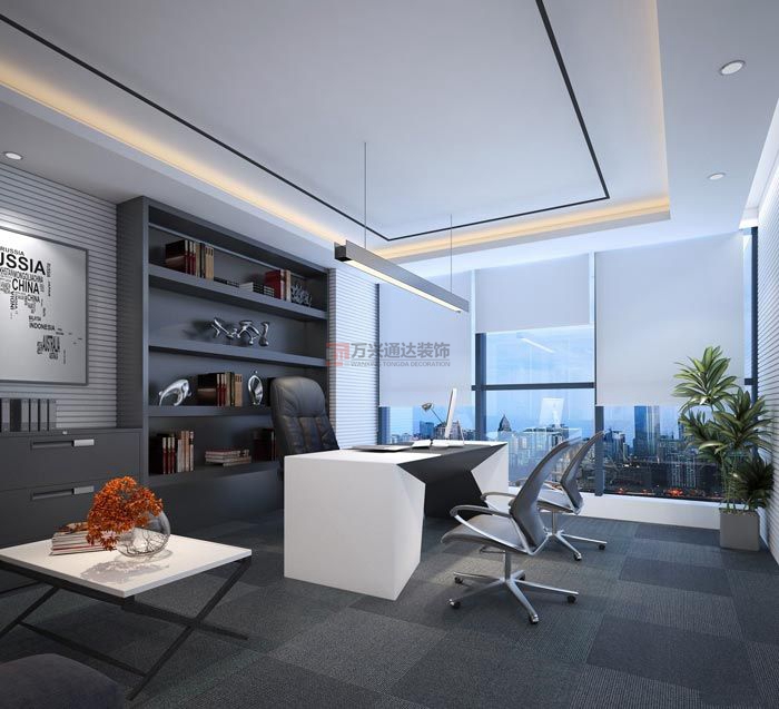 北京萬(wàn)興通達(dá)辦公裝修項(xiàng)目-董事長(zhǎng)辦公室裝修效果圖裝修效果圖