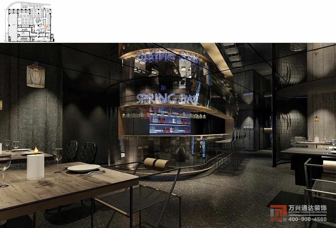 北京萬興通達辦公裝修項目-春光巷電影主題餐廳裝修效果圖