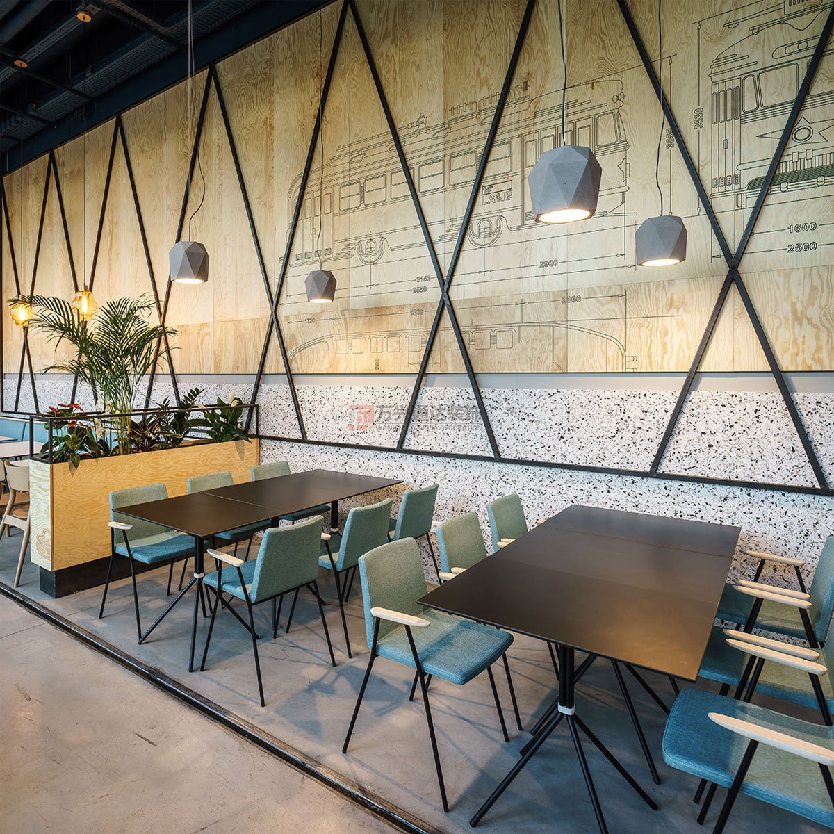 北京萬(wàn)興通達(dá)辦公裝修項(xiàng)目-天地餐廳裝修效果圖