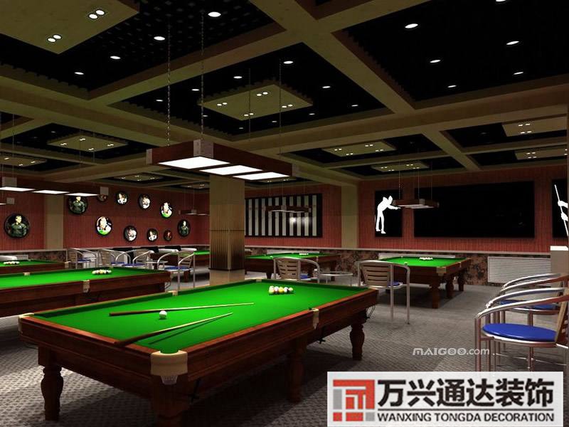 普通裝修臺球室普通臺球廳裝修效果圖