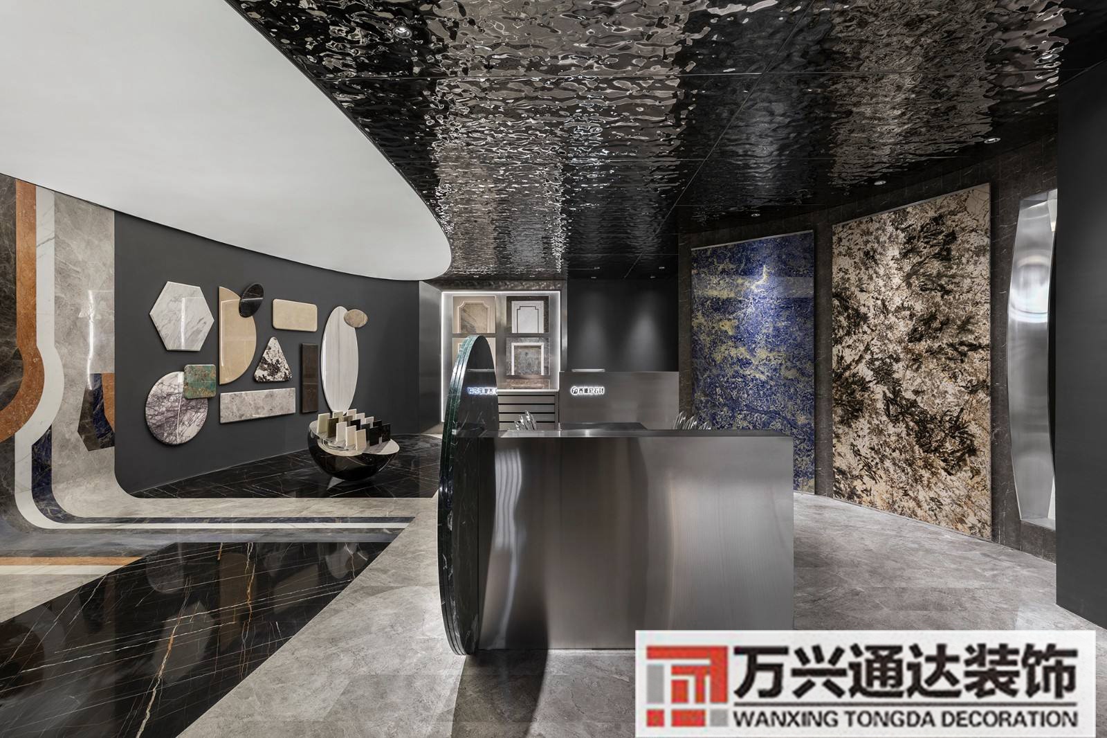 石材展廳裝修效果圖石材樣品墻面展廳圖片